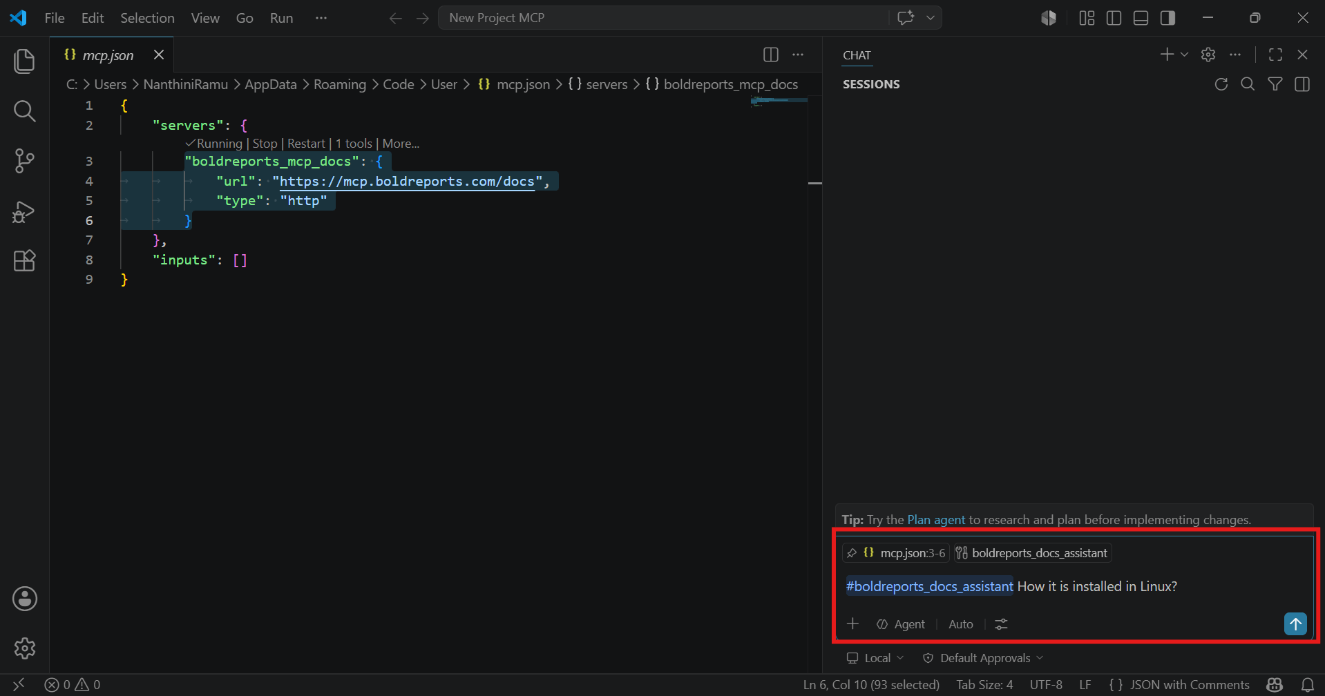 The AI assistant sends the request to the MCP server