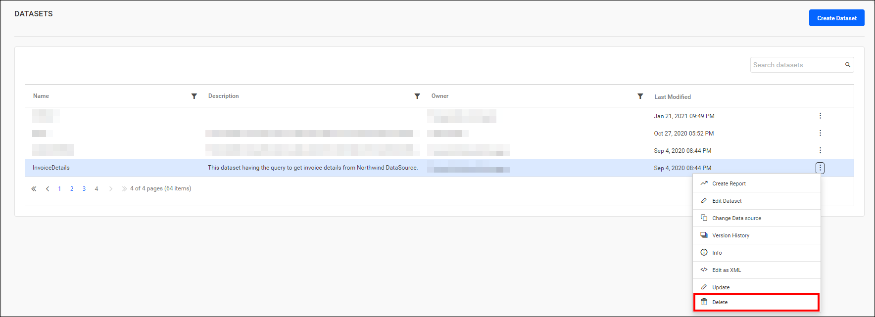 Delete Dataset