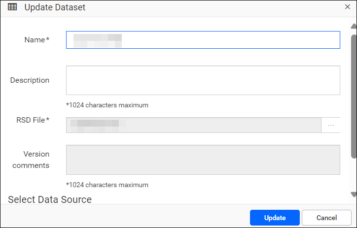 Select a data source for the uploaded dataset