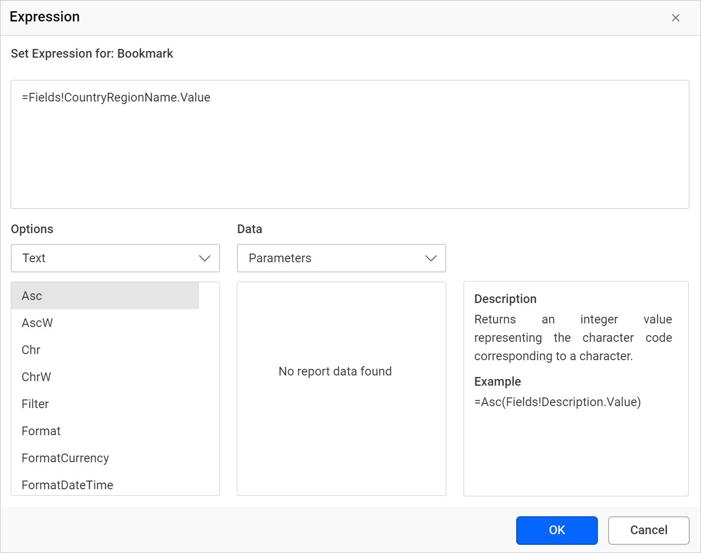 Link bookmark in matrix cell