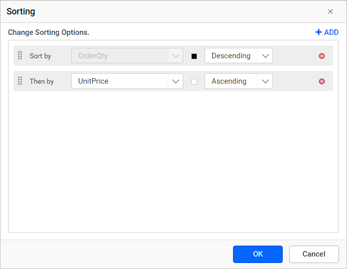 after reorder fields in sort