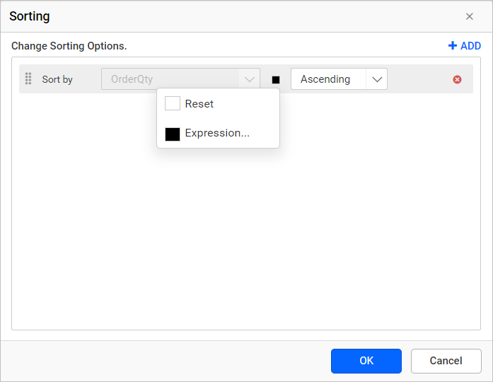 Select reset expression