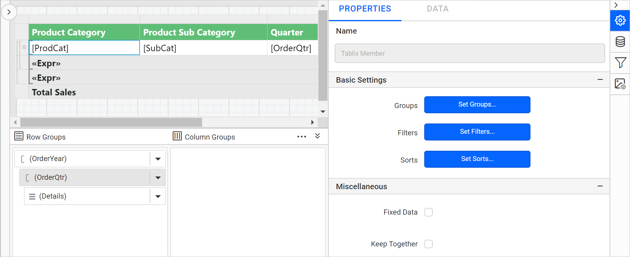 Filter dialog