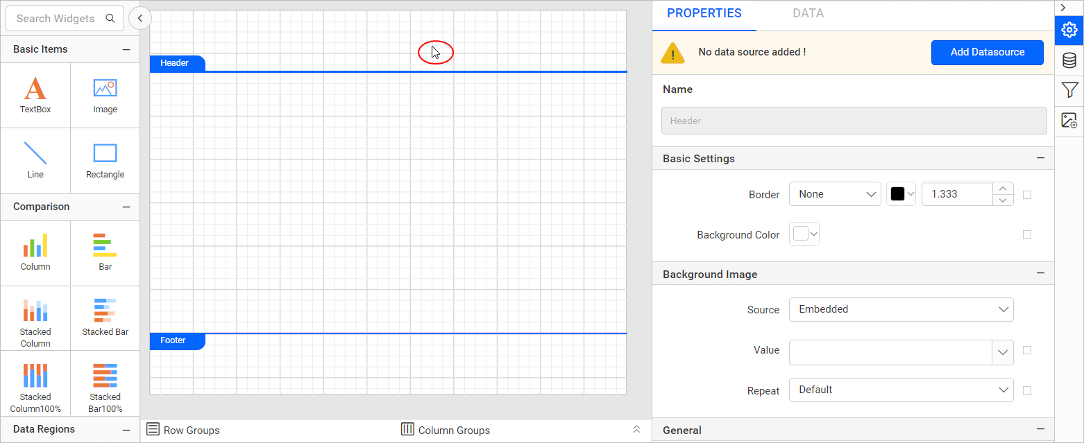 Open header properties