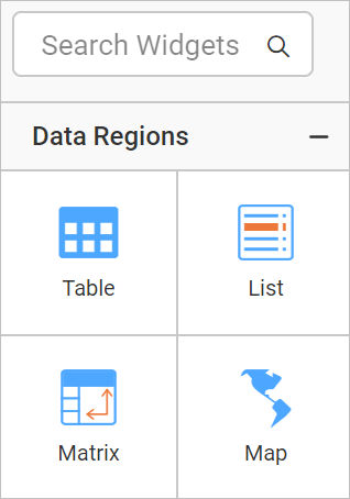Tablix listed in item panel