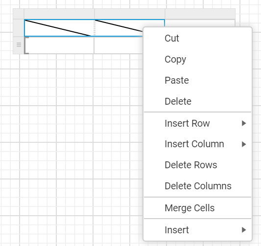 Paste menu options