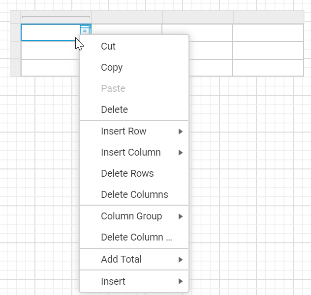 Tablix item with properties view
