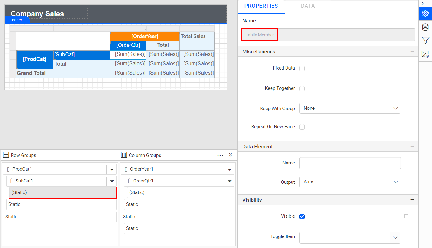 Open static member properties