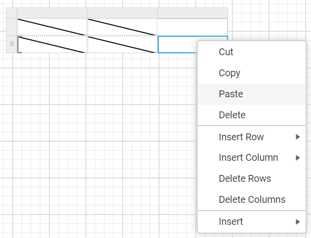 Paste menu options