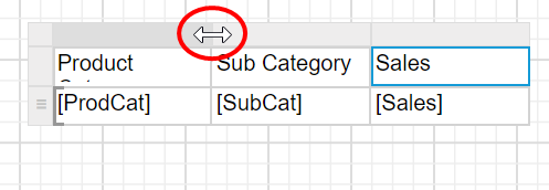 Resize the table column