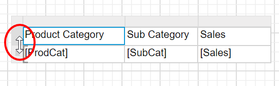 Resize the table row