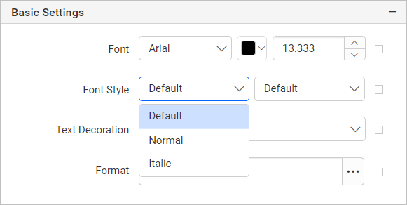 Textbox item with properties view