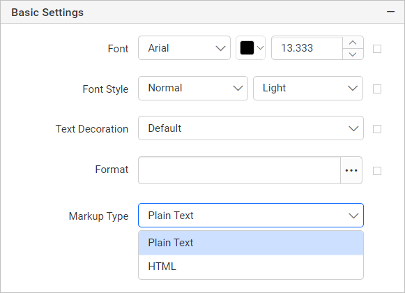 Textbox Markup Type