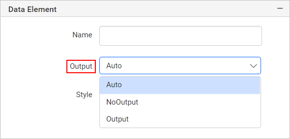 Data element output property