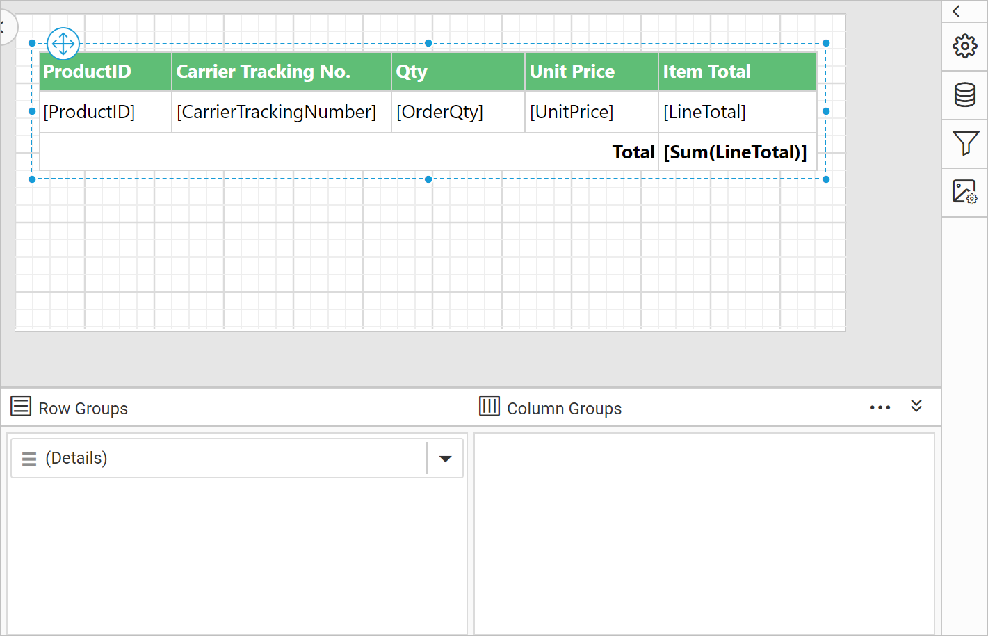 Open table data assign menu