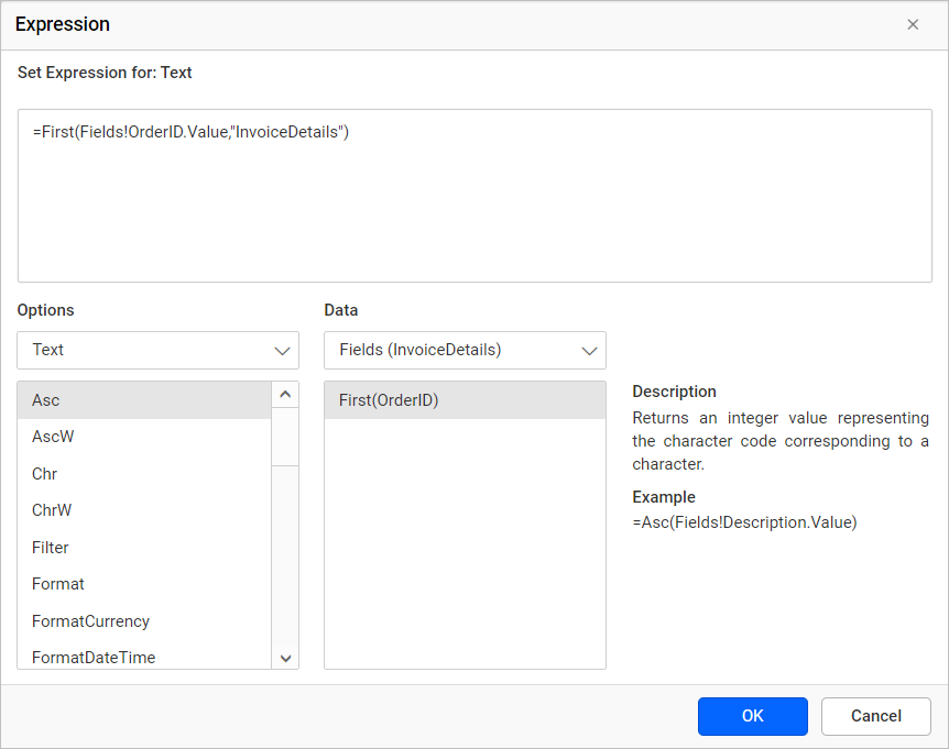 Barcode item with properties view