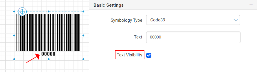 Barcode item with properties view