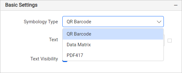 Barcode item with properties view