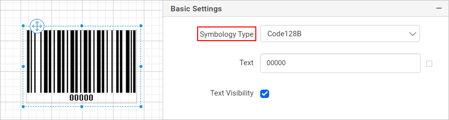 Barcode item with properties view