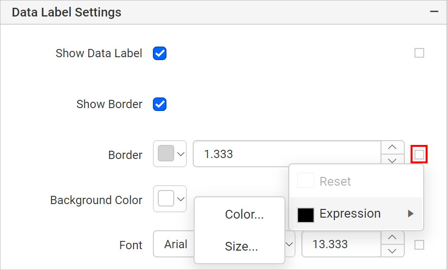 Border expression menu
