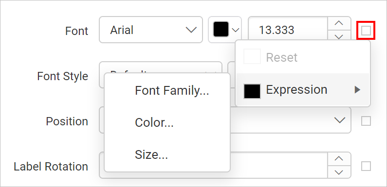 Font expression menu