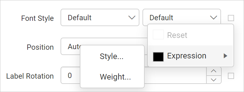 Font style expression menu