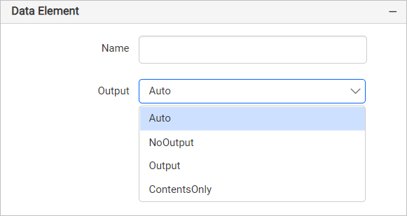 Data element output property