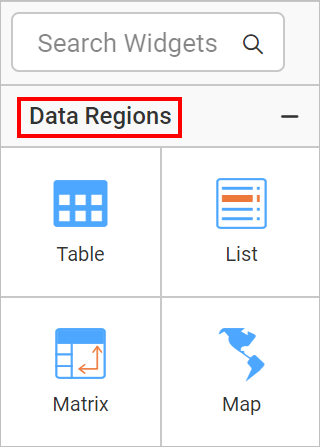 Tablix listed in item panel