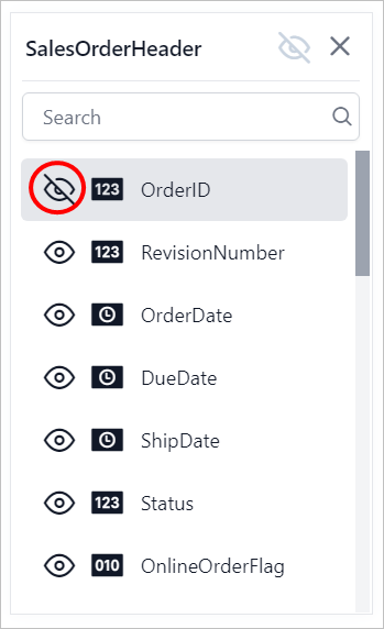Exclude action representation