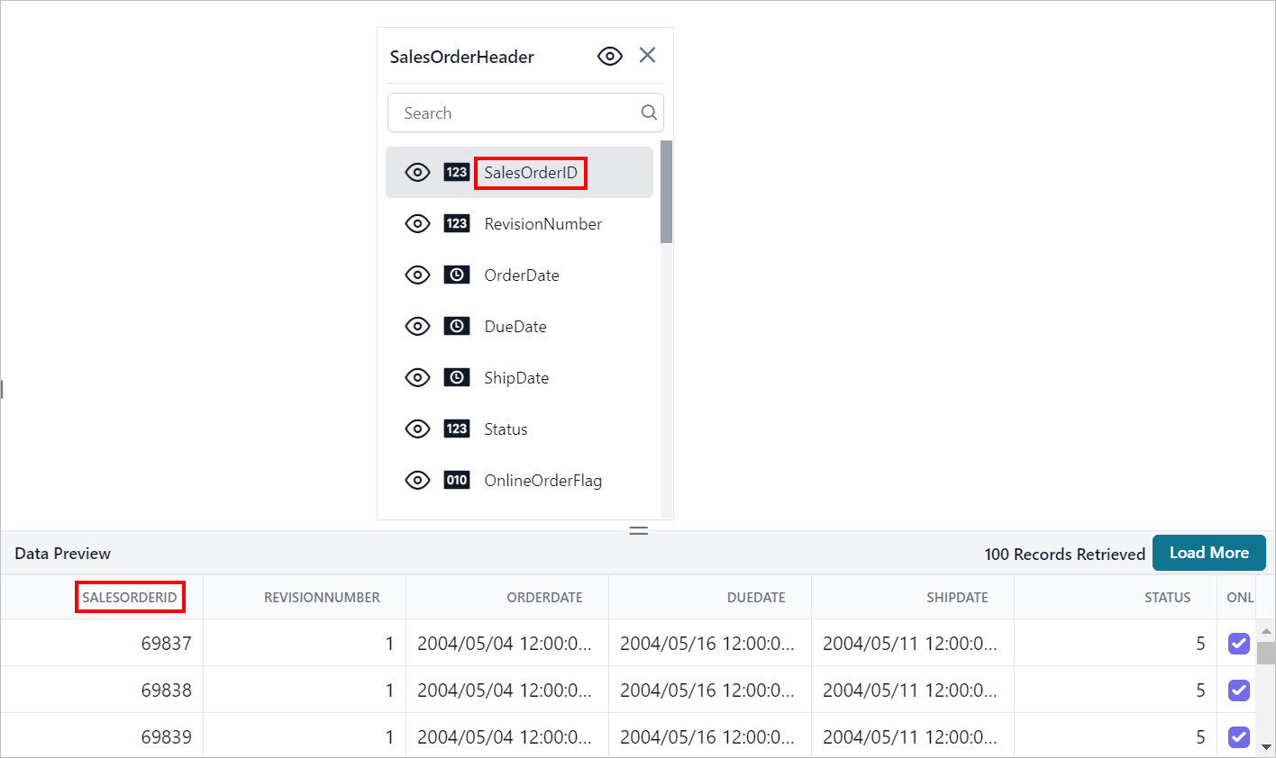 Data preview before rename action