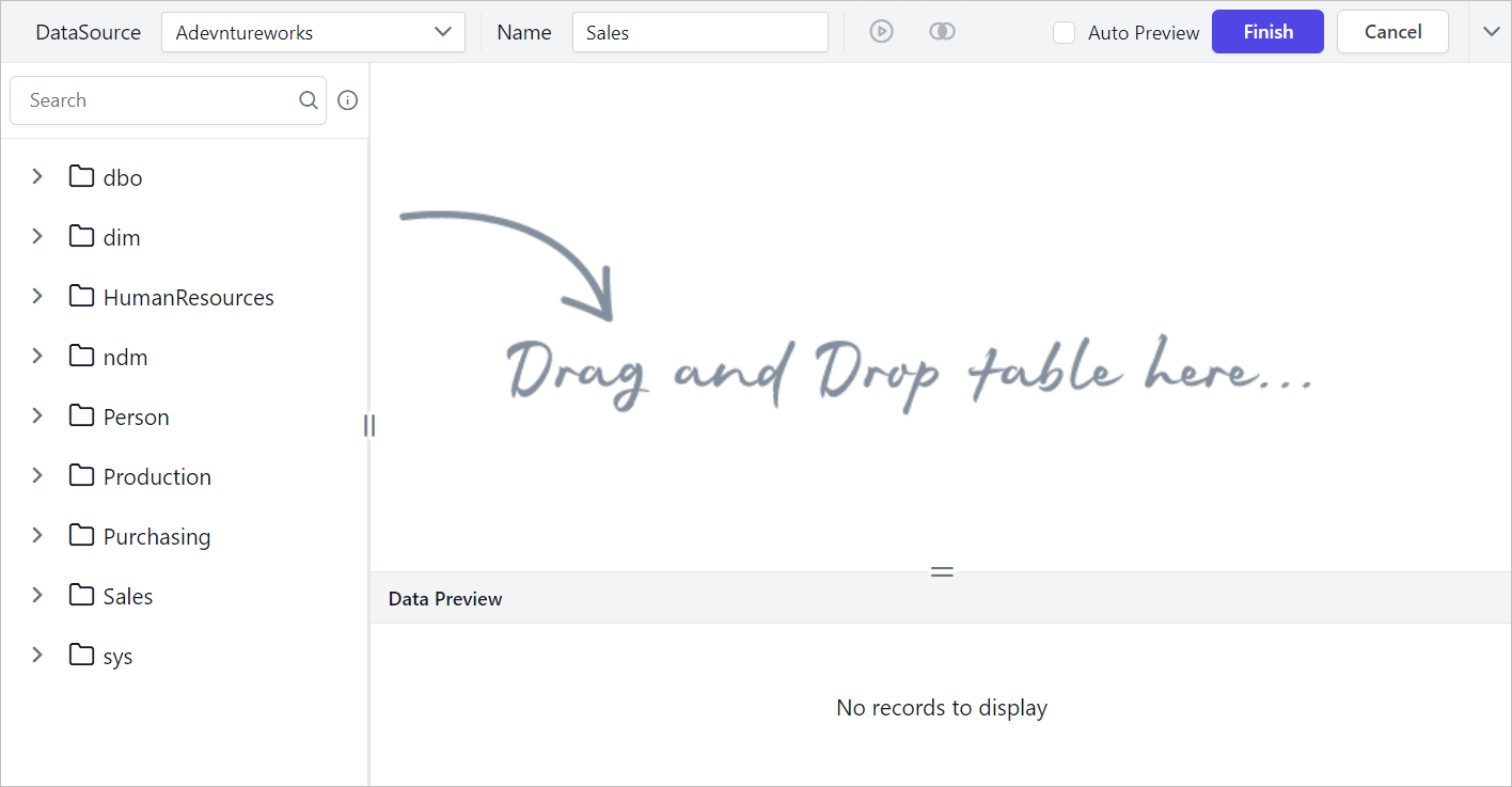Query Designer initial state