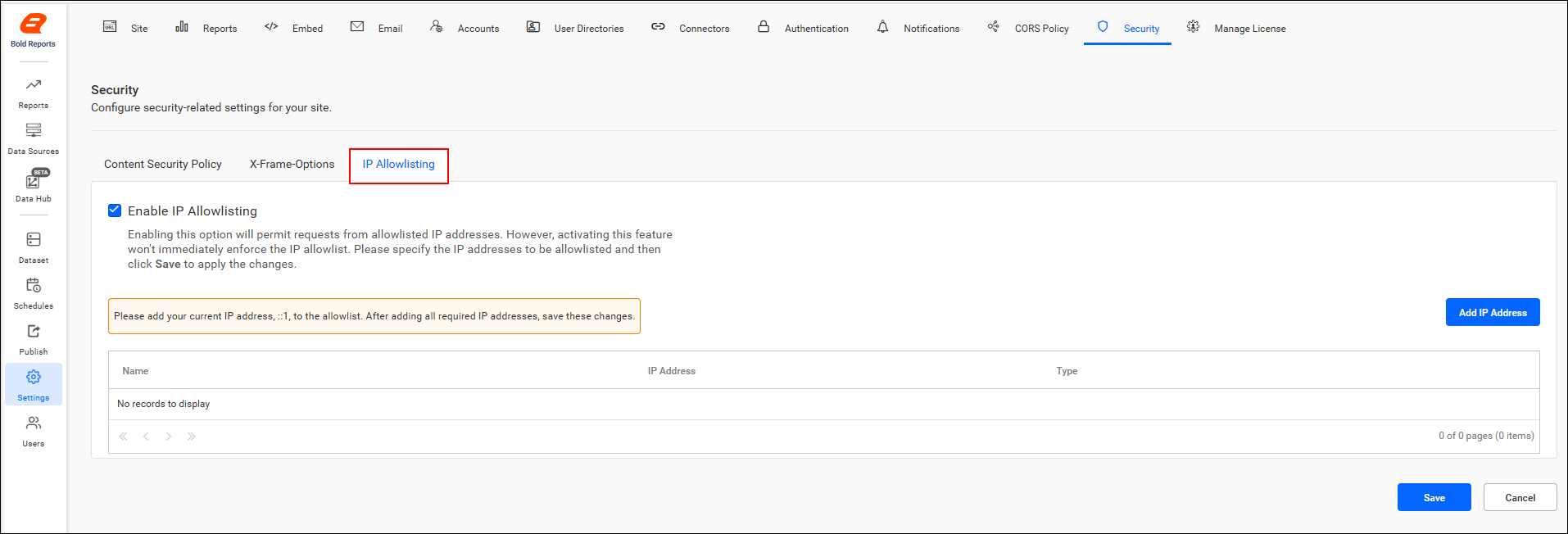 Enable IP Whitelisting
