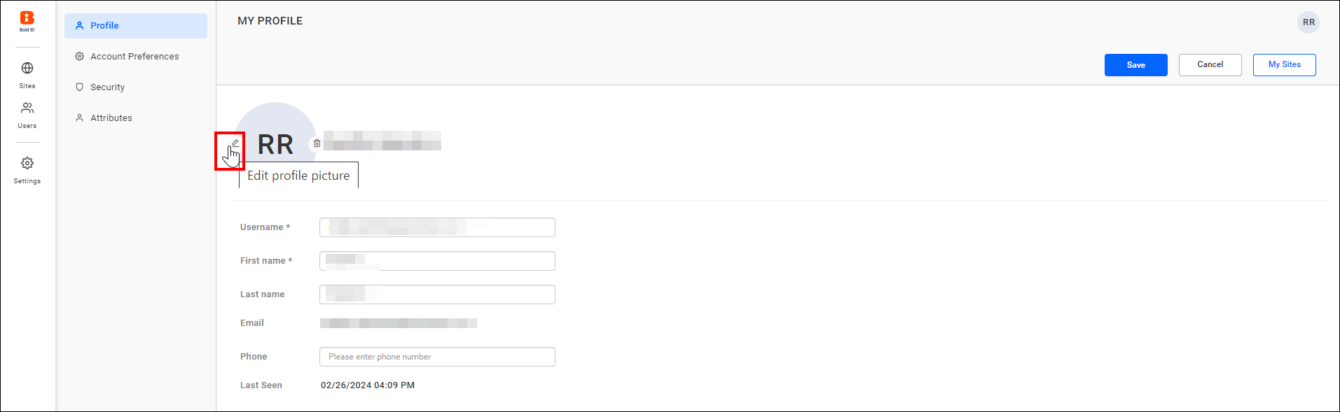 Edit user profile