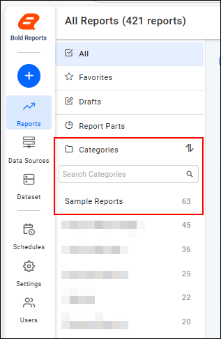 Category setting options