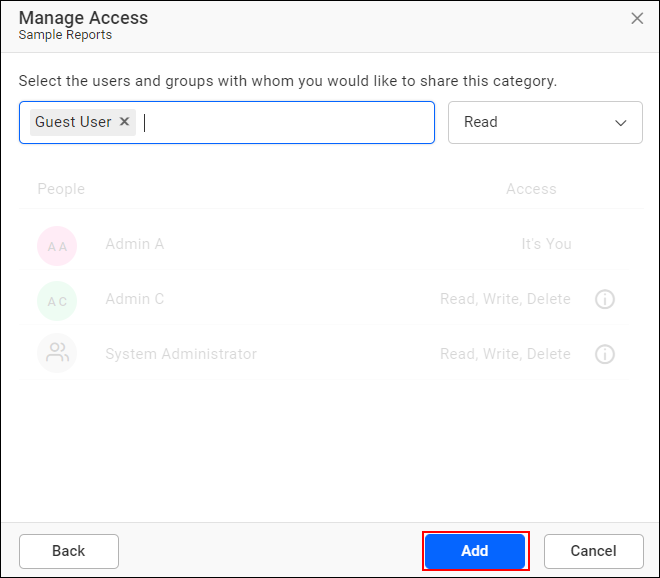 Add button