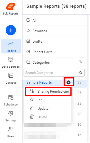 Select Sharing Permissions option