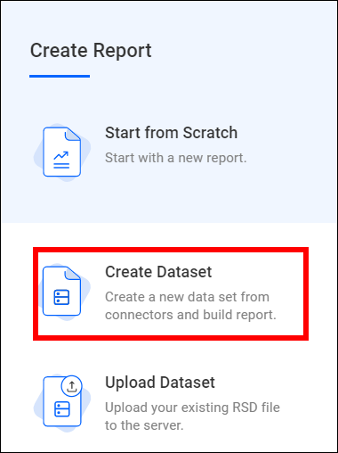 Create a dataset menu option