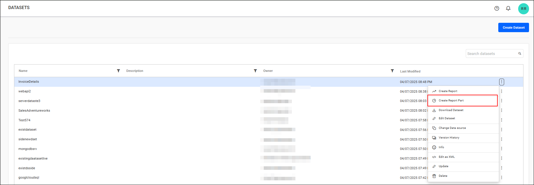 Create Report Part