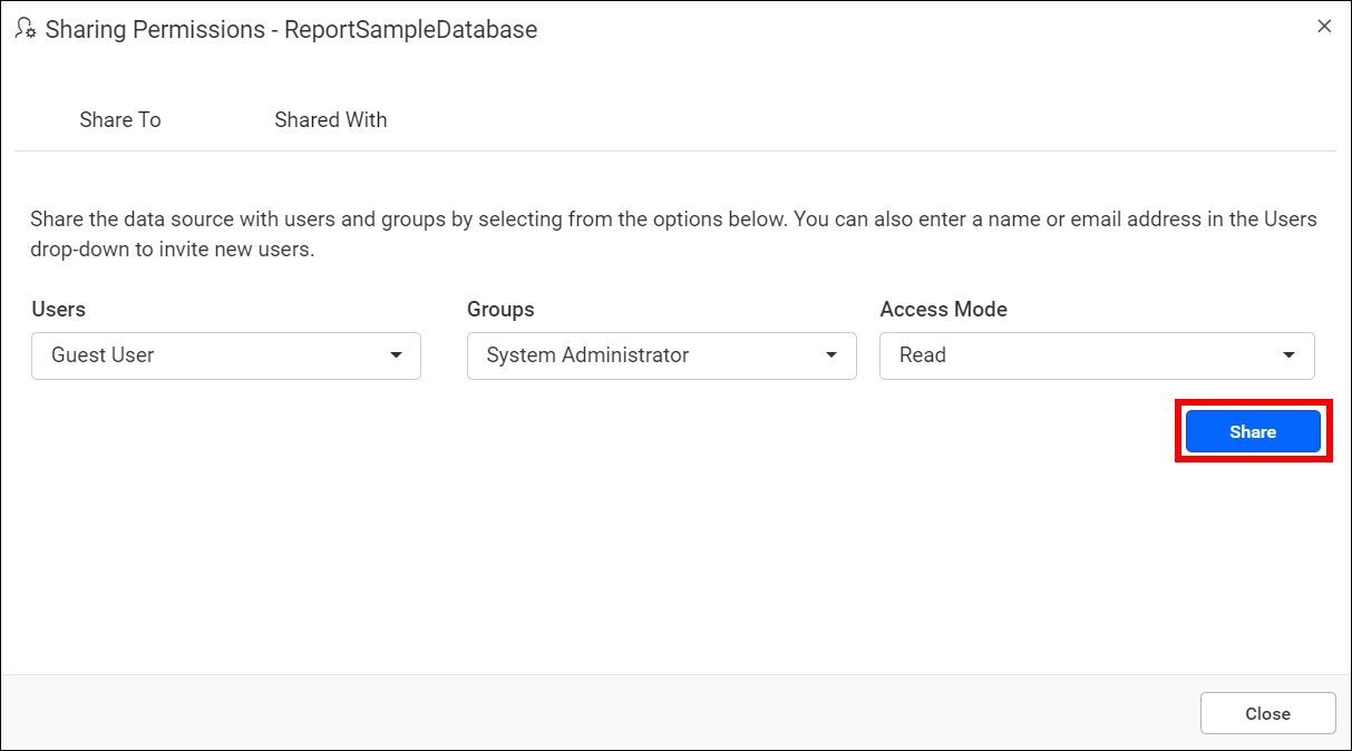 Add permission to a data source