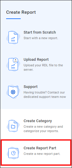 Click Create Report Part