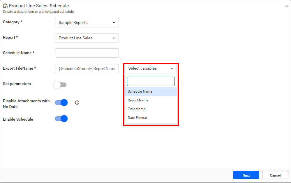 Create Schedule