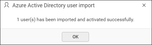 Success message after imported the Azure Active Directory users