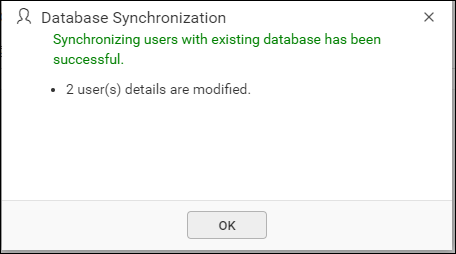 Synchronization confirmation window