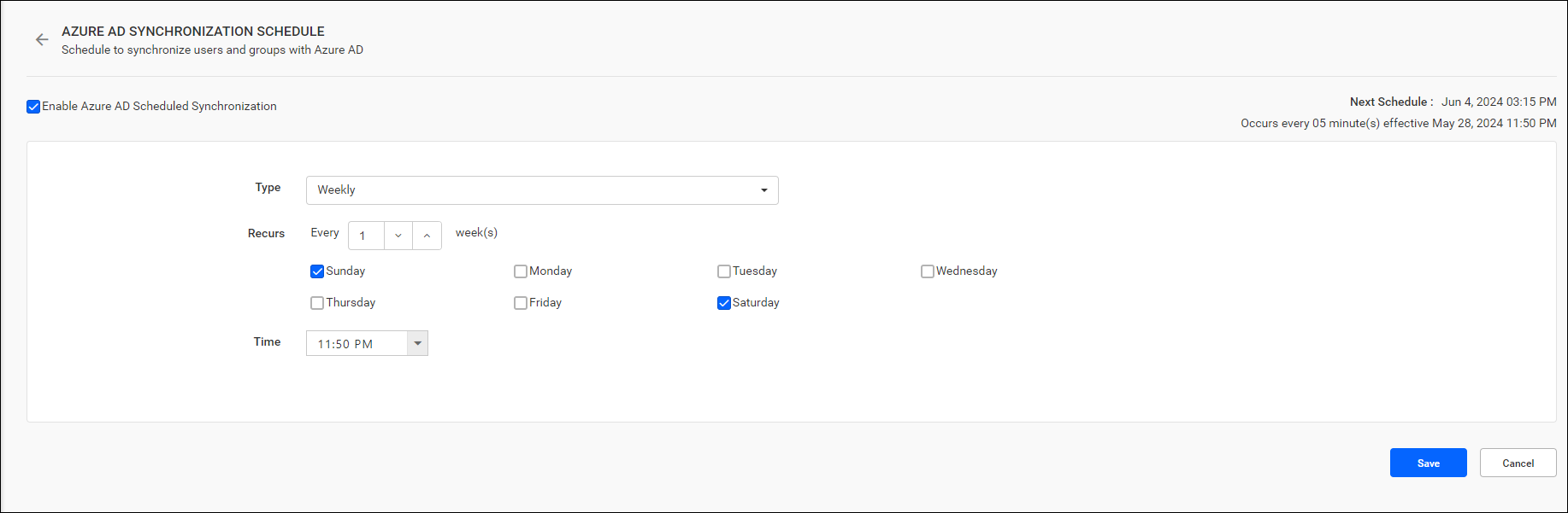 Active Directory Synchronization Schedule