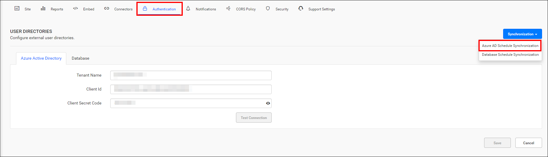 Click Azure Active Directory Synchronization Schedule