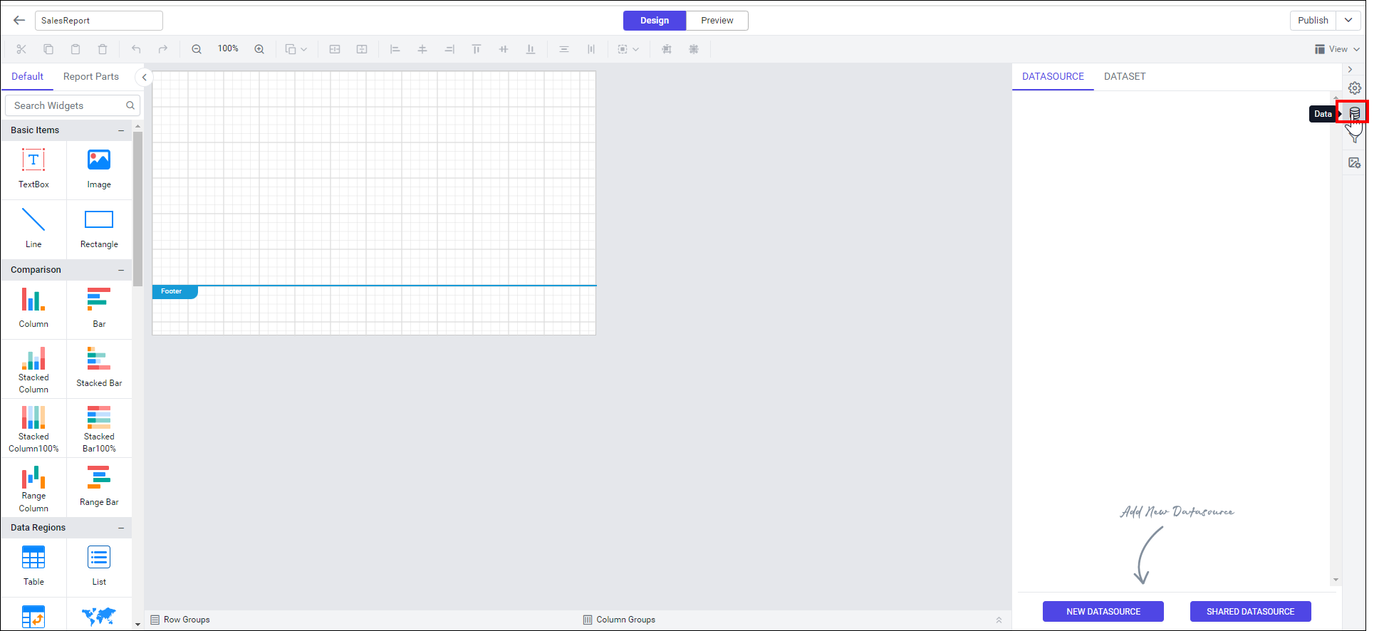 Report Designer page