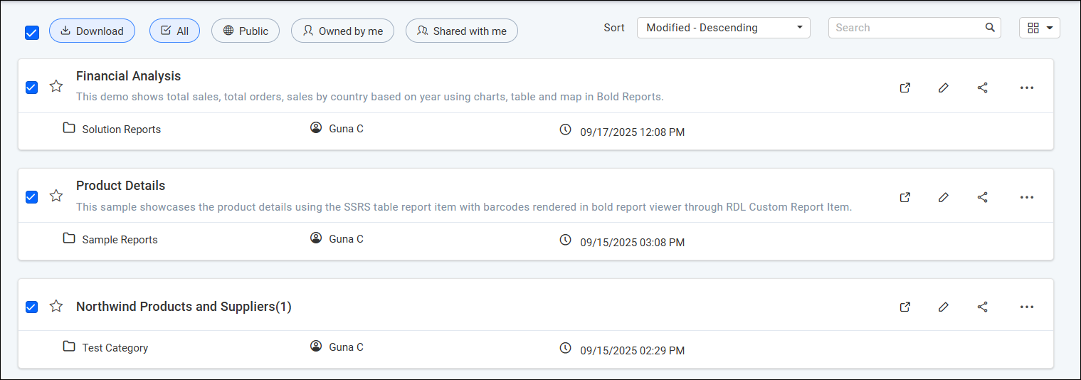 Download Multiple Reports
