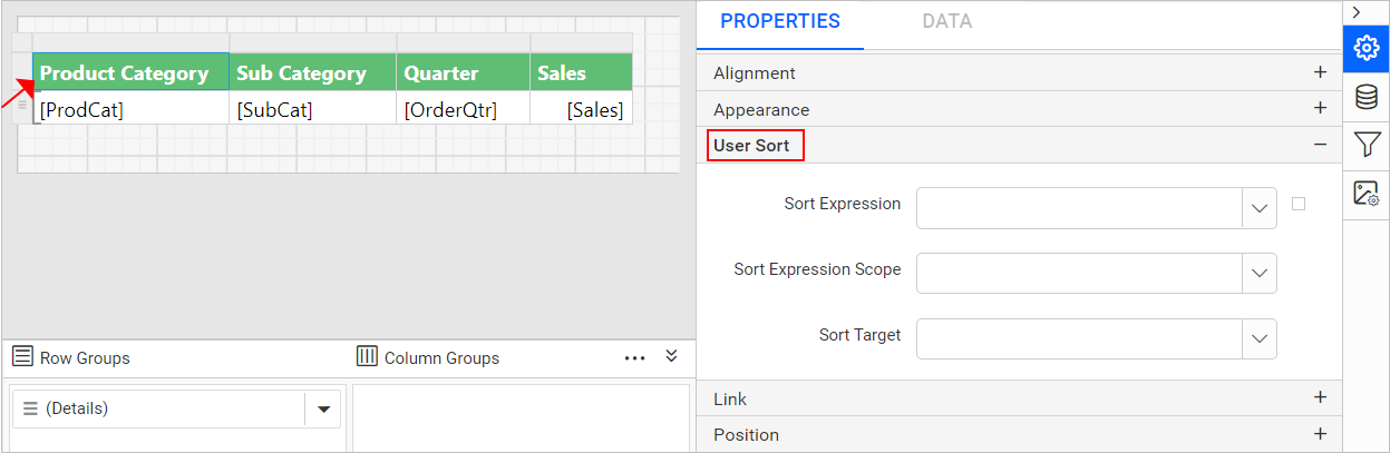 Select column header