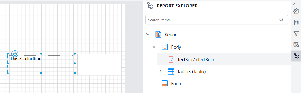 Report Explorer item selection highlight