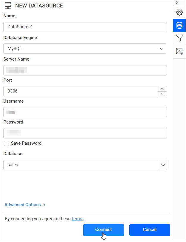 Web datasource properties